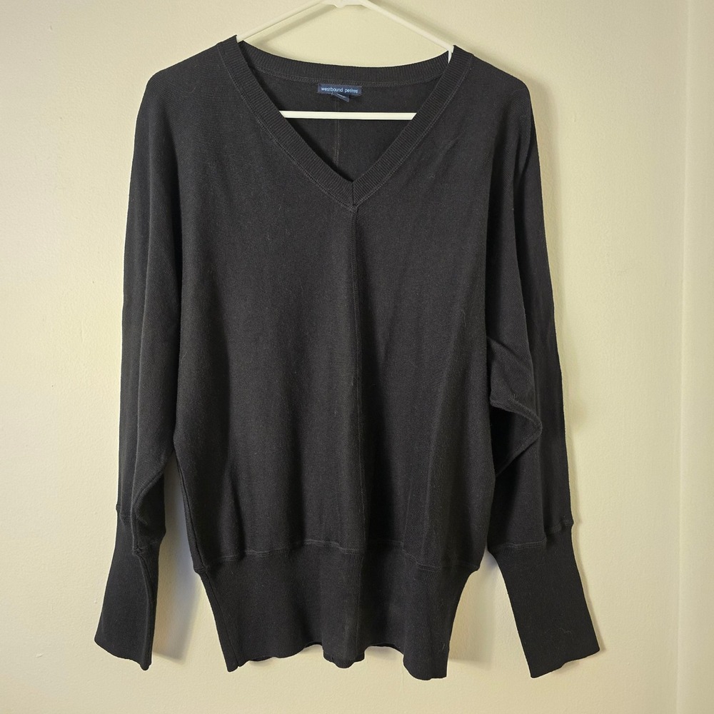 Westbound Petites Sweater Womens Petite Large Black V Neck